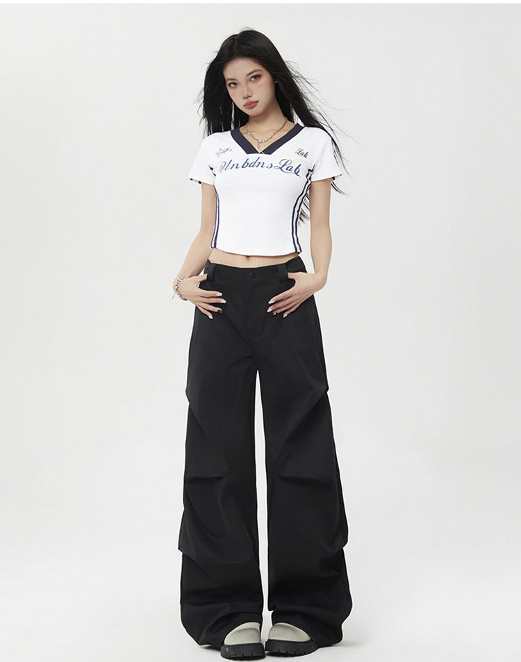 Retro American wide-leg workwear paratrooper pants sun-proof trousers summer loose casual straight-leg sports floor-length trousers