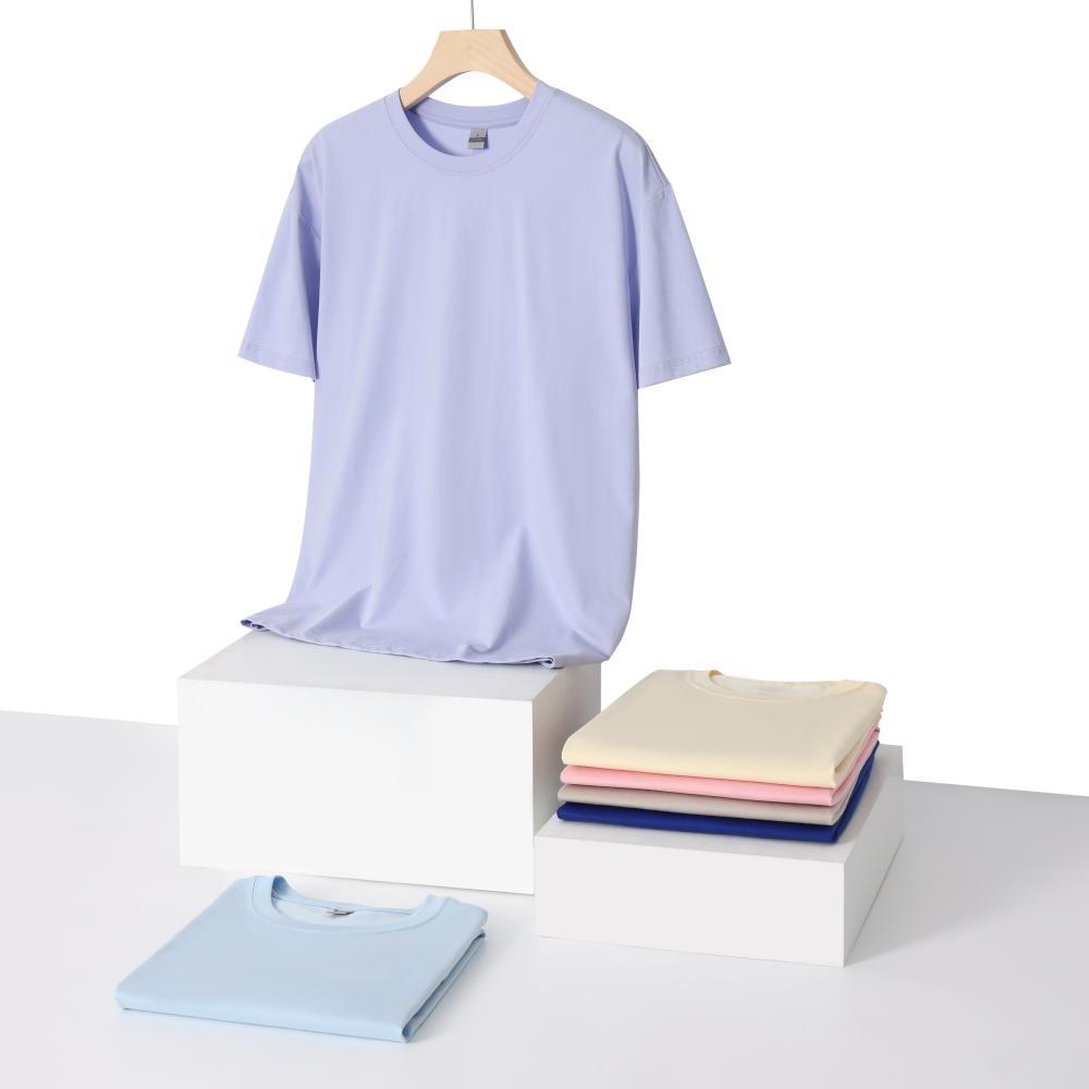 235g 32-piece crew neck short sleeve; Ice silk stretch T-shirt white short sleeve men's summer 2025 fashion new American hot-selling top