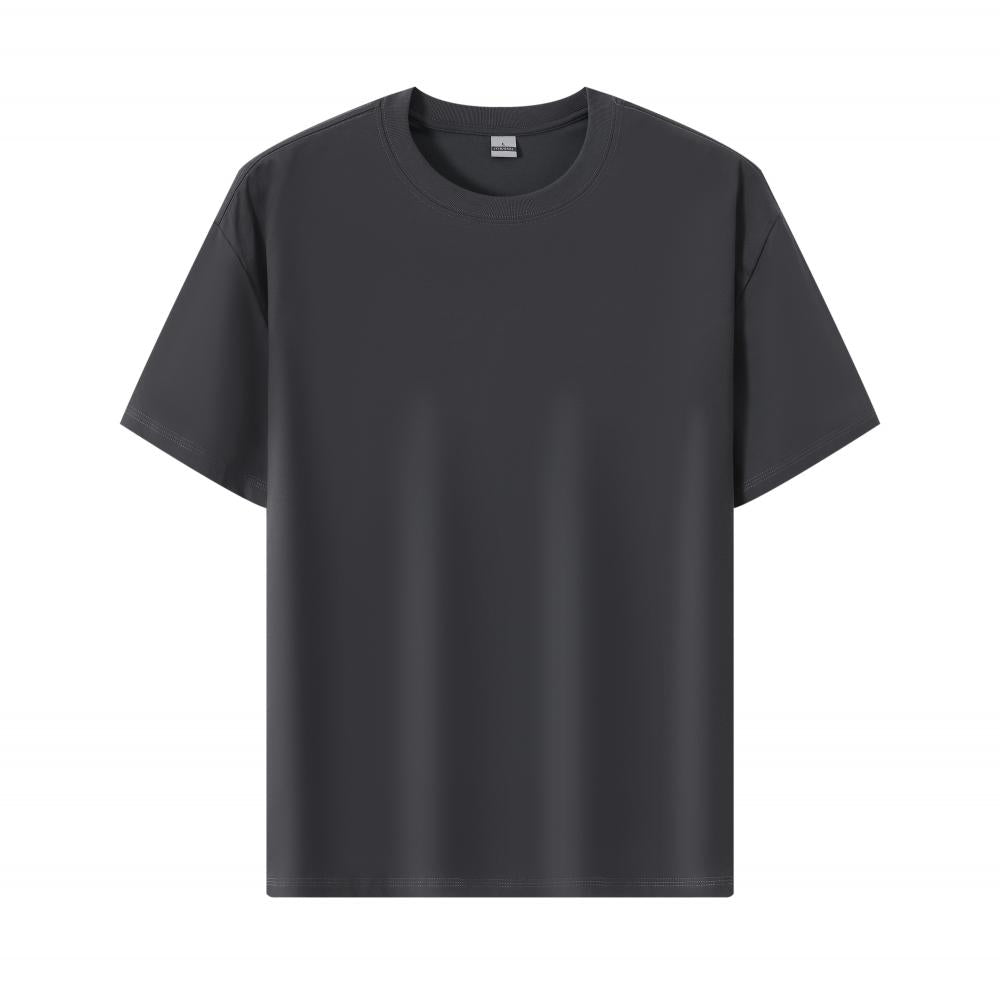 235g 32-piece crew neck short sleeve; Ice silk stretch T-shirt white short sleeve men's summer 2025 fashion new American hot-selling top