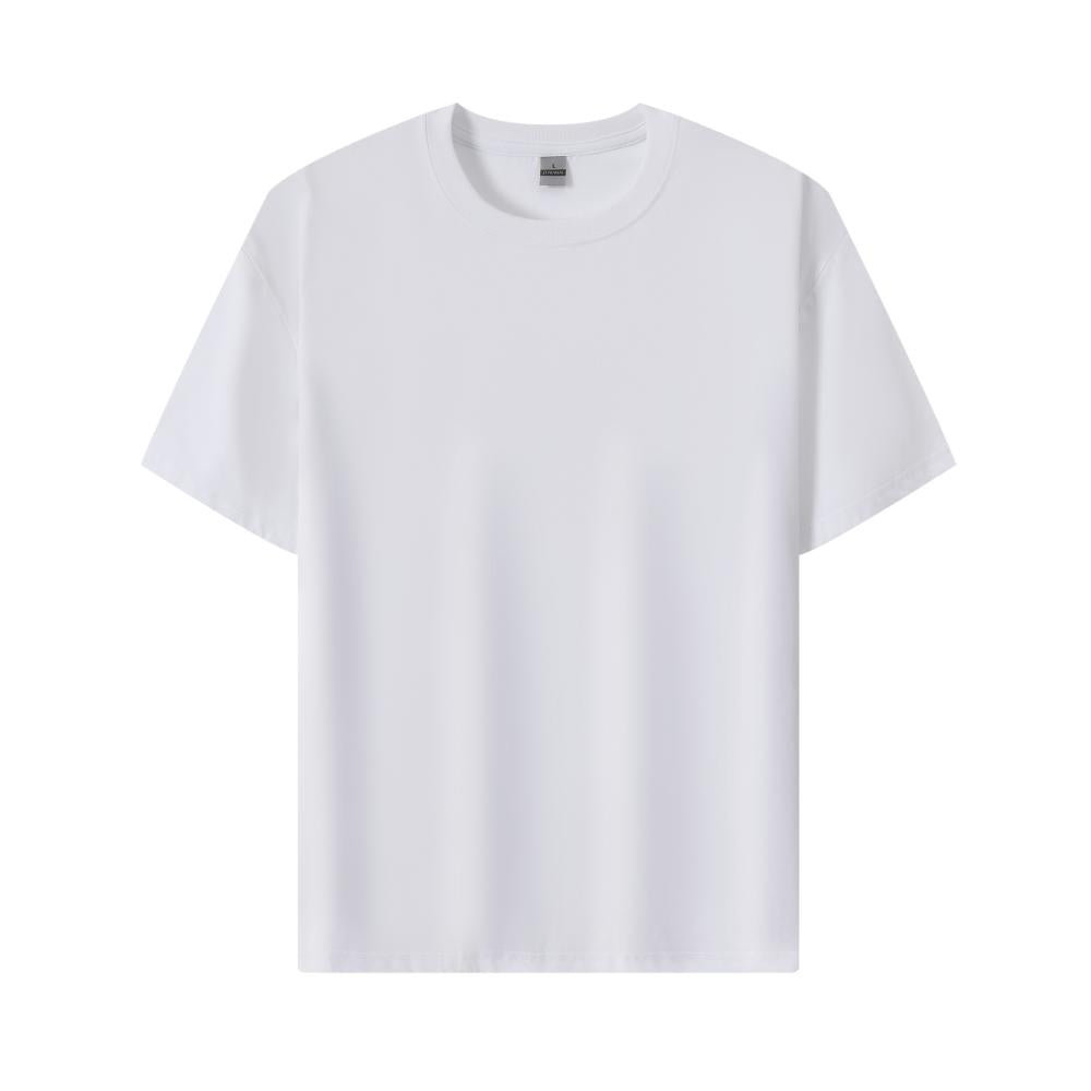 235g 32-piece crew neck short sleeve; Ice silk stretch T-shirt white short sleeve men's summer 2025 fashion new American hot-selling top