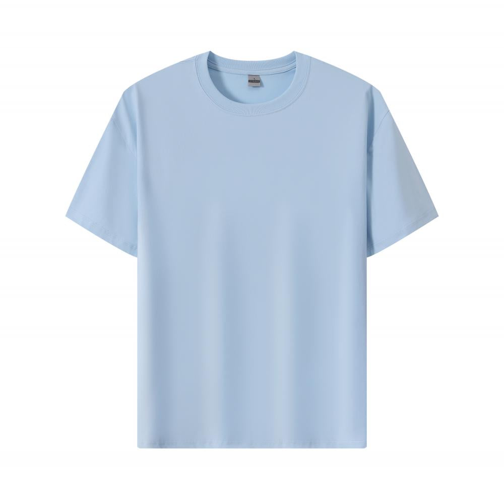 235g 32-piece crew neck short sleeve; Ice silk stretch T-shirt white short sleeve men's summer 2025 fashion new American hot-selling top