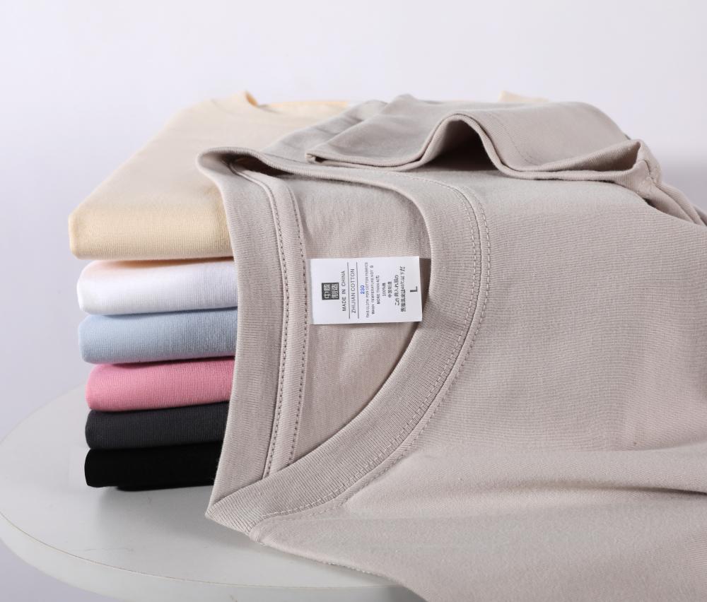 Round Neck230 grams, 20 pieces, pure cotton spun white crew neck short sleeve t-shirt, men's summer American student couple style half sleeve