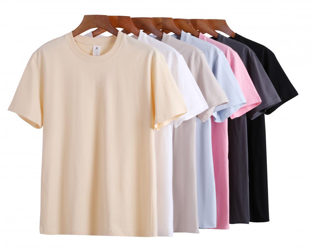 Round Neck230 grams, 20 pieces, pure cotton spun white crew neck short sleeve t-shirt, men's summer American student couple style half sleeve