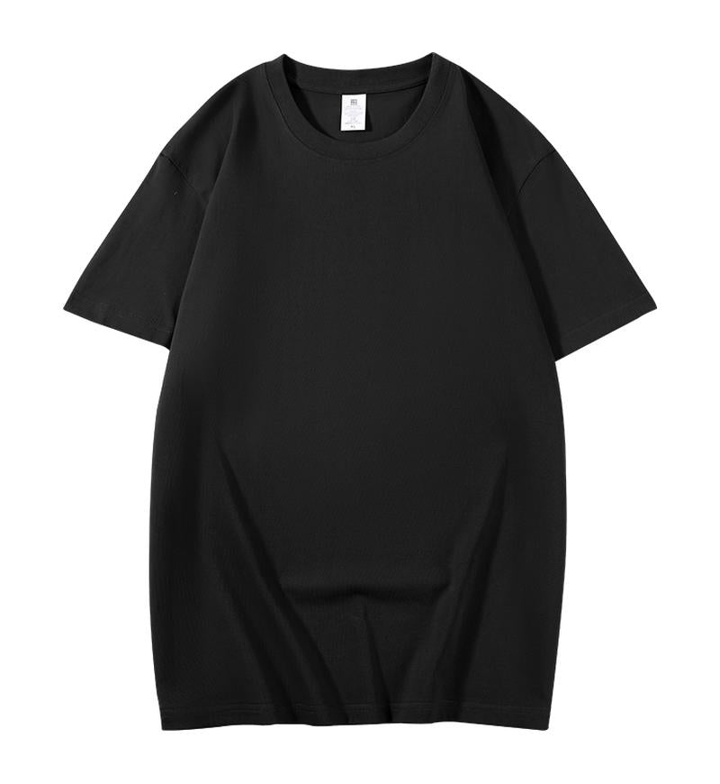 Round Neck230 grams, 20 pieces, pure cotton spun white crew neck short sleeve t-shirt, men's summer American student couple style half sleeve