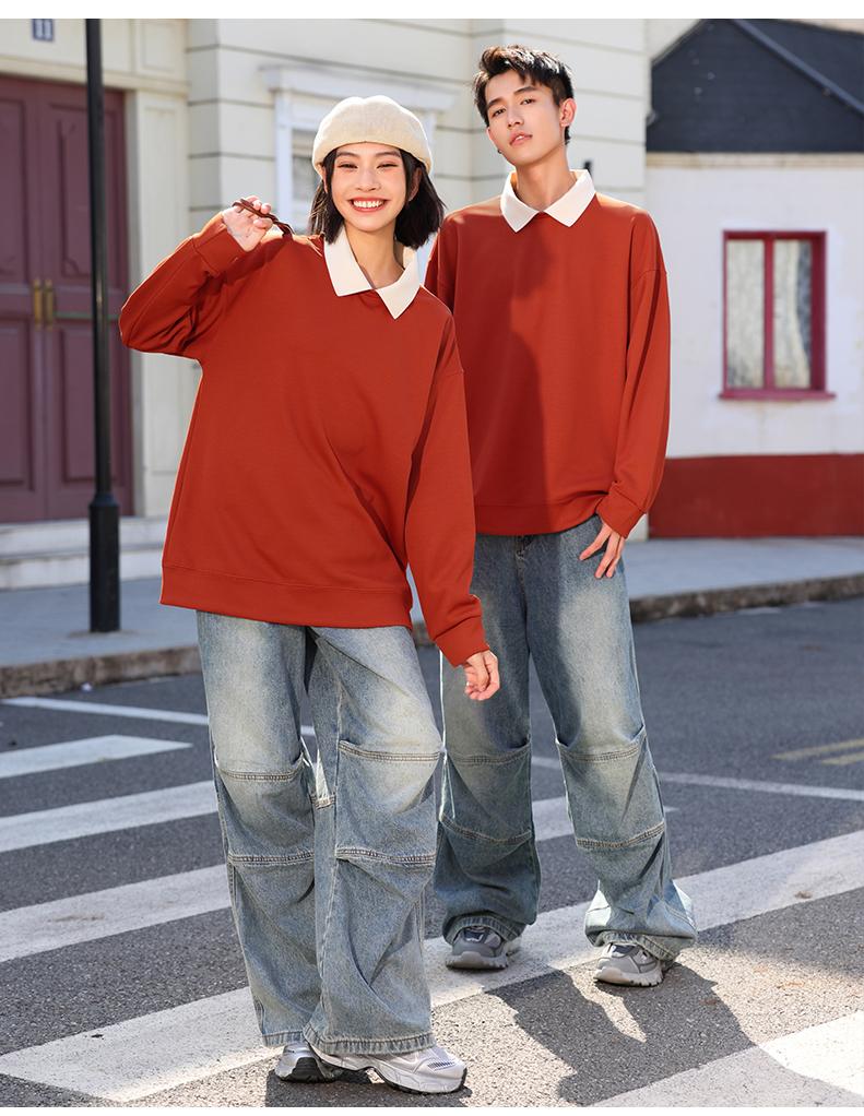 Crew Neck Sweatshirt 350g Heavyweight Korean Cotton Thin Striped Colorblock 2025 Men's and's Fashion Trend