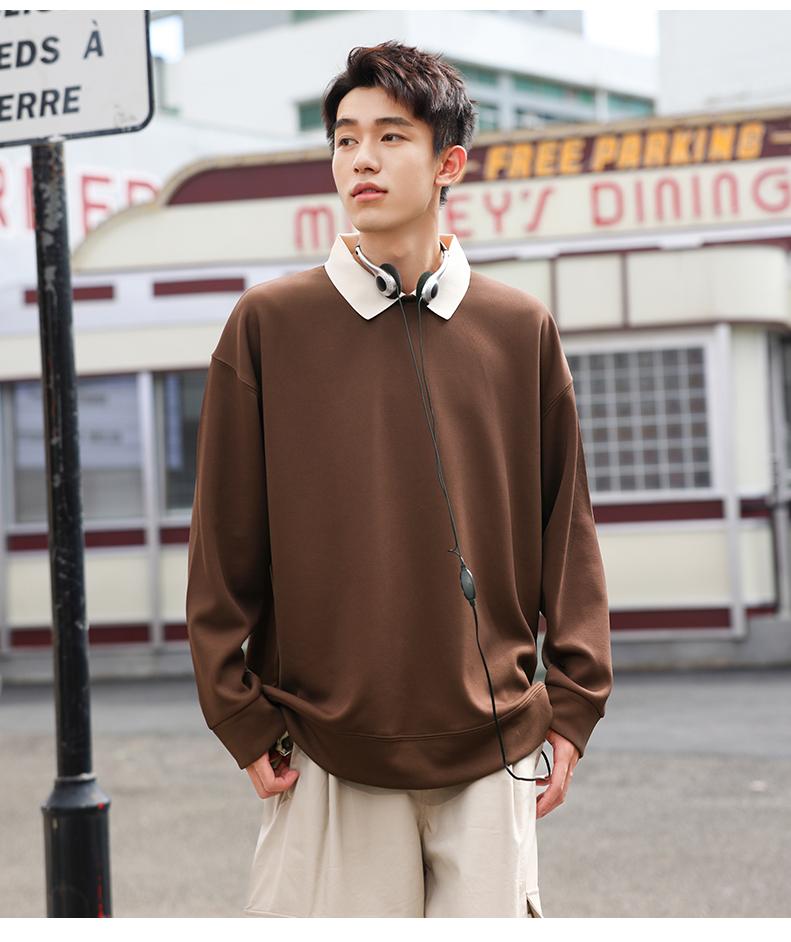 Crew Neck Sweatshirt 350g Heavyweight Korean Cotton Thin Striped Colorblock 2025 Men's and's Fashion Trend