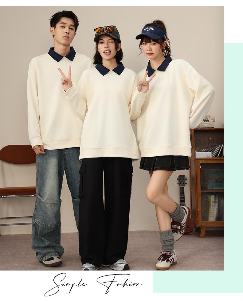 Crew Neck Sweatshirt 350g Heavyweight Korean Cotton Thin Striped Colorblock 2025 Men's and's Fashion Trend