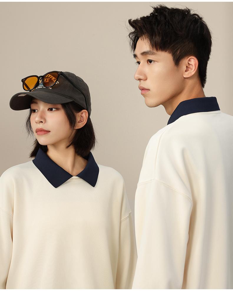 Crew Neck Sweatshirt 350g Heavyweight Korean Cotton Thin Striped Colorblock 2025 Men's and's Fashion Trend