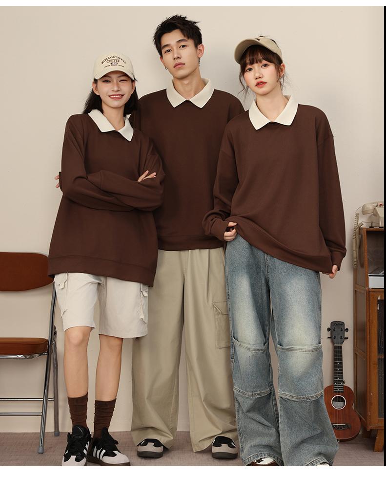 Crew Neck Sweatshirt 350g Heavyweight Korean Cotton Thin Striped Colorblock 2025 Men's and's Fashion Trend