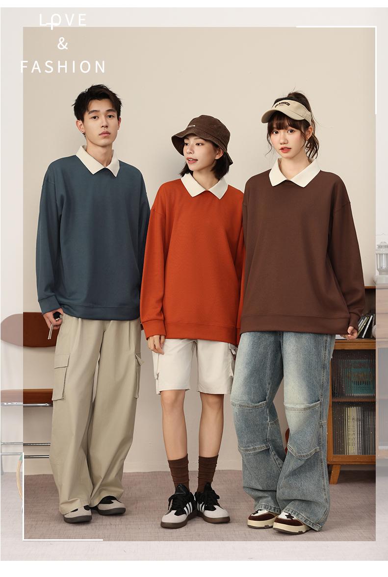 Crew Neck Sweatshirt 350g Heavyweight Korean Cotton Thin Striped Colorblock 2025 Men's and's Fashion Trend