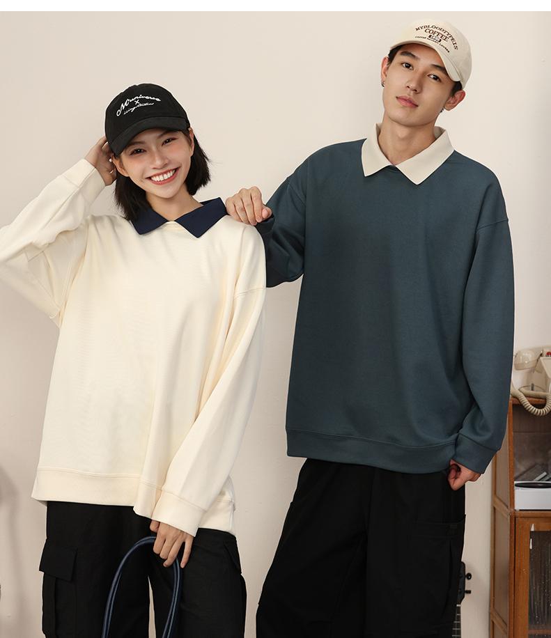 Crew Neck Sweatshirt 350g Heavyweight Korean Cotton Thin Striped Colorblock 2025 Men's and's Fashion Trend