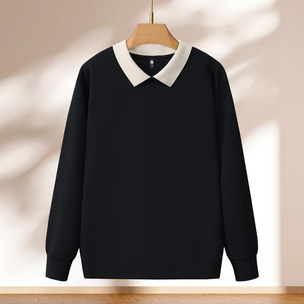 Crew Neck Sweatshirt 350g Heavyweight Korean Cotton Thin Striped Colorblock 2025 Men's and's Fashion Trend