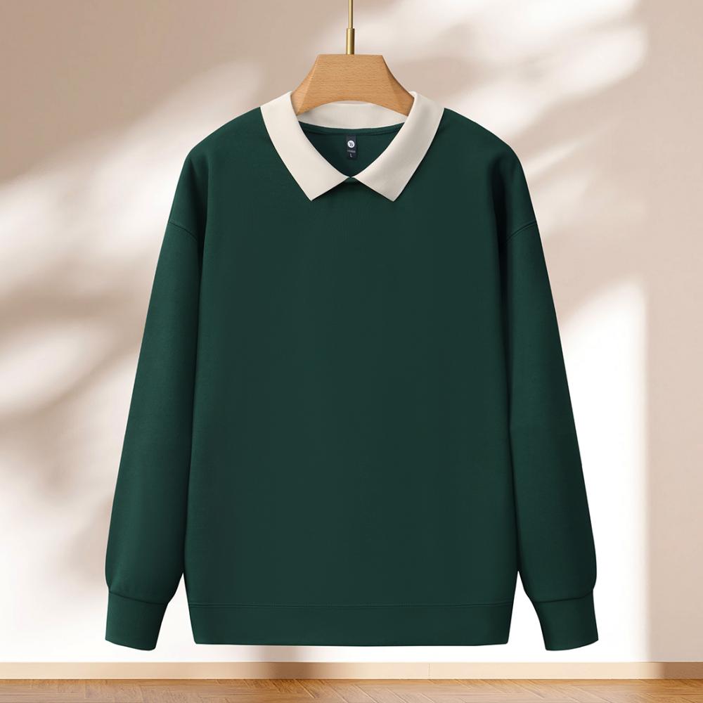 Crew Neck Sweatshirt 350g Heavyweight Korean Cotton Thin Striped Colorblock 2025 Men's and's Fashion Trend
