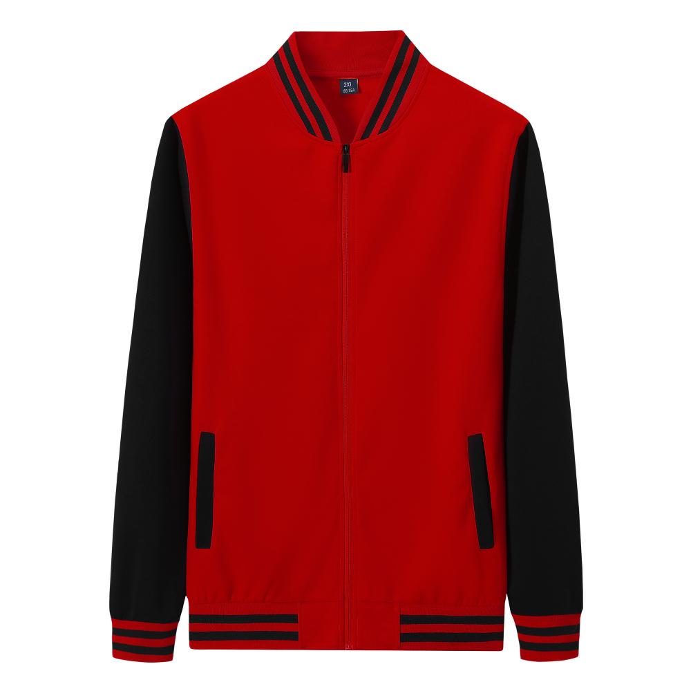 Spring Autumn Plus Size Zipper Baseball Jacket 310g Street Fashion Casual Health Fabric (Thin Style) Hot Baseball Jacket