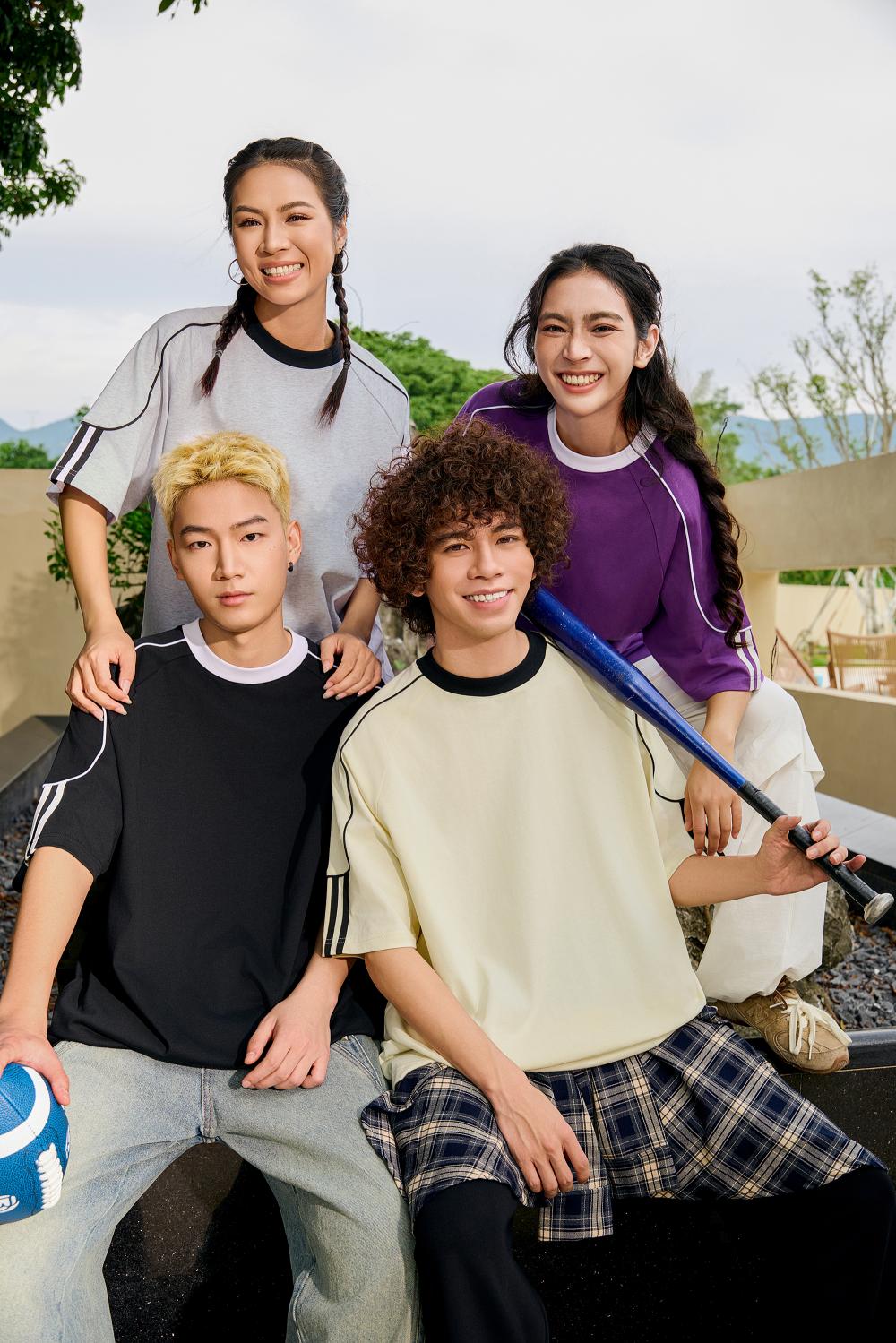 2025 Spring/Summer 240g 32-color contrasting jacquard rope woven strap pull tab, oversized, halfsleeve, round-neck, casual, streetwear, youth fashion T-shirt.