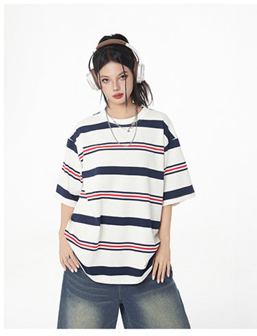 Men's short-sleeved striped sun-protection T-shirt for outdoor sports, quick-drying, moisture-absorbing, breathable-amide couple's short-sleeved, loose half-sleeve for women's street trend
