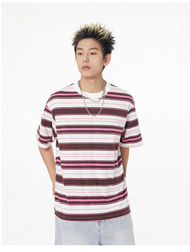 Men's short-sleeved striped sun-protection T-shirt for outdoor sports, quick-drying, moisture-absorbing, breathable-amide couple's short-sleeved, loose half-sleeve for women's street trend