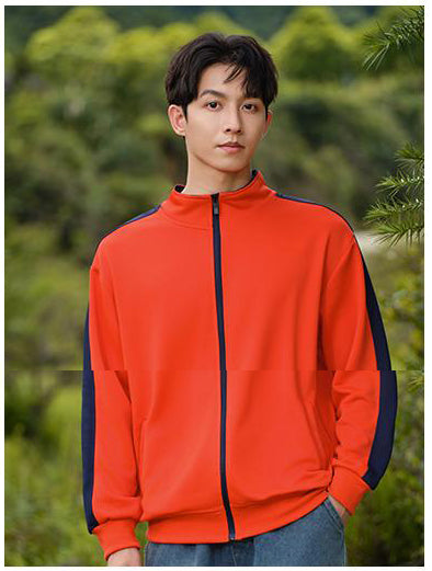 Plus Size Colorblock Stand Collar Zipper Sweatshirt for Men and Women 260g Heavyweight Casual Spring Autumn Sweshirt