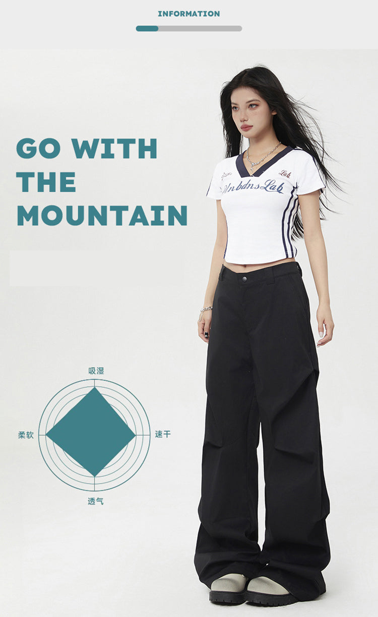 Retro American wide-leg workwear paratrooper pants sun-proof trousers summer loose casual straight-leg sports floor-length trousers