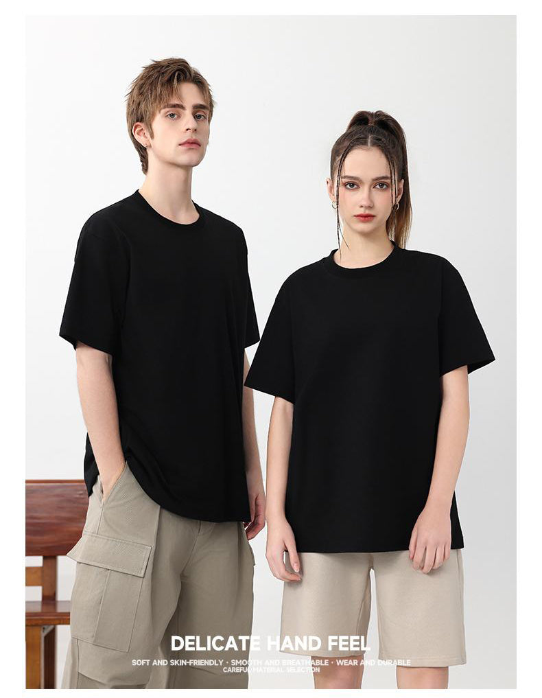Men's Short Sleeve Crew Neck T-Shirt 300g Sorona Heavyweight 32s Double Jersey XL7A Antibacterial Loose