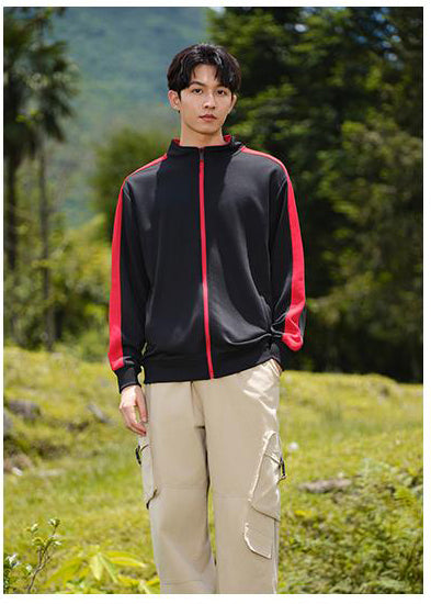 Plus Size Colorblock Stand Collar Zipper Sweatshirt for Men and Women 260g Heavyweight Casual Spring Autumn Sweshirt