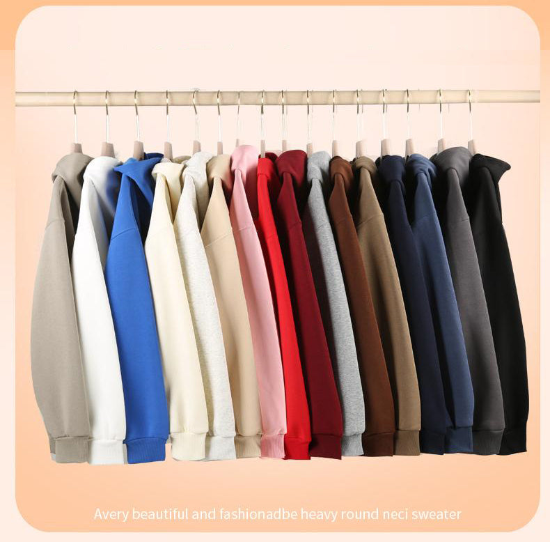 Hoodie; 400g heavyweight micro drop shoulder silver fox fleece men's autumn and winter long sleeve American loose sweatshirt