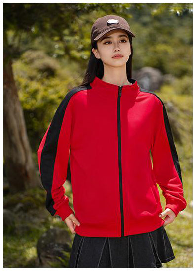 Plus Size Colorblock Stand Collar Zipper Sweatshirt for Men and Women 260g Heavyweight Casual Spring Autumn Sweshirt