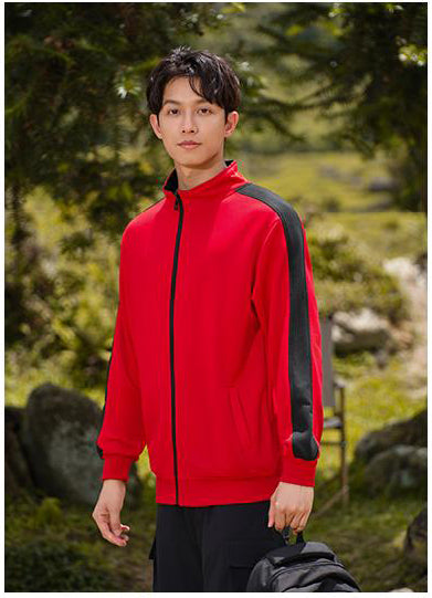 Plus Size Colorblock Stand Collar Zipper Sweatshirt for Men and Women 260g Heavyweight Casual Spring Autumn Sweshirt
