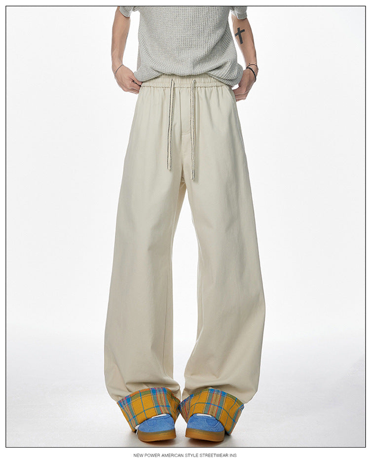 Vintage embroidered rolled edge plaid casual pants for men, pure cotton brand American cool breathable pants, summer casual wear, street trend suitable for teenagers.