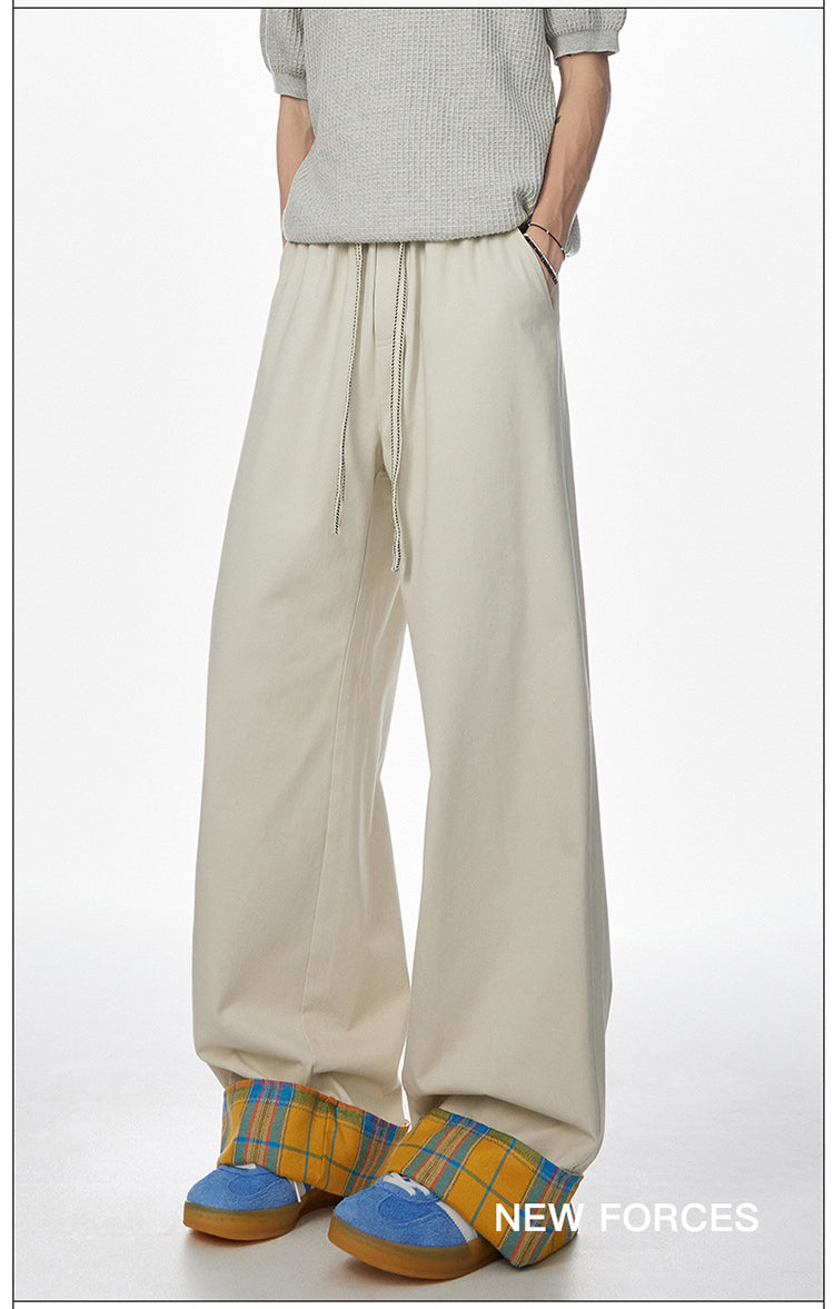 Vintage embroidered rolled edge plaid casual pants for men, pure cotton brand American cool breathable pants, summer casual wear, street trend suitable for teenagers.