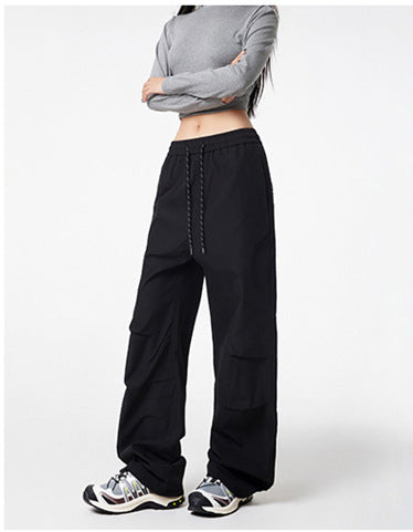 American style crumple cargo pants for summer blanket season, men's loose straight-leg casual quick-drying paratrooper workwear pants, outdooreering trousers for women