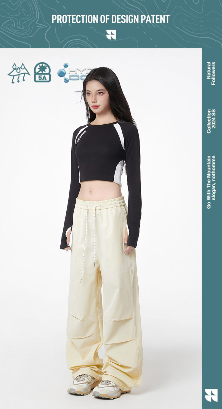 American style crumple cargo pants for summer blanket season, men's loose straight-leg casual quick-drying paratrooper workwear pants, outdooreering trousers for women