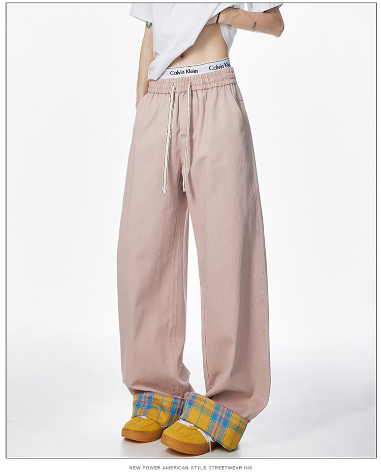 Vintage embroidered rolled edge plaid casual pants for men, pure cotton brand American cool breathable pants, summer casual wear, street trend suitable for teenagers.