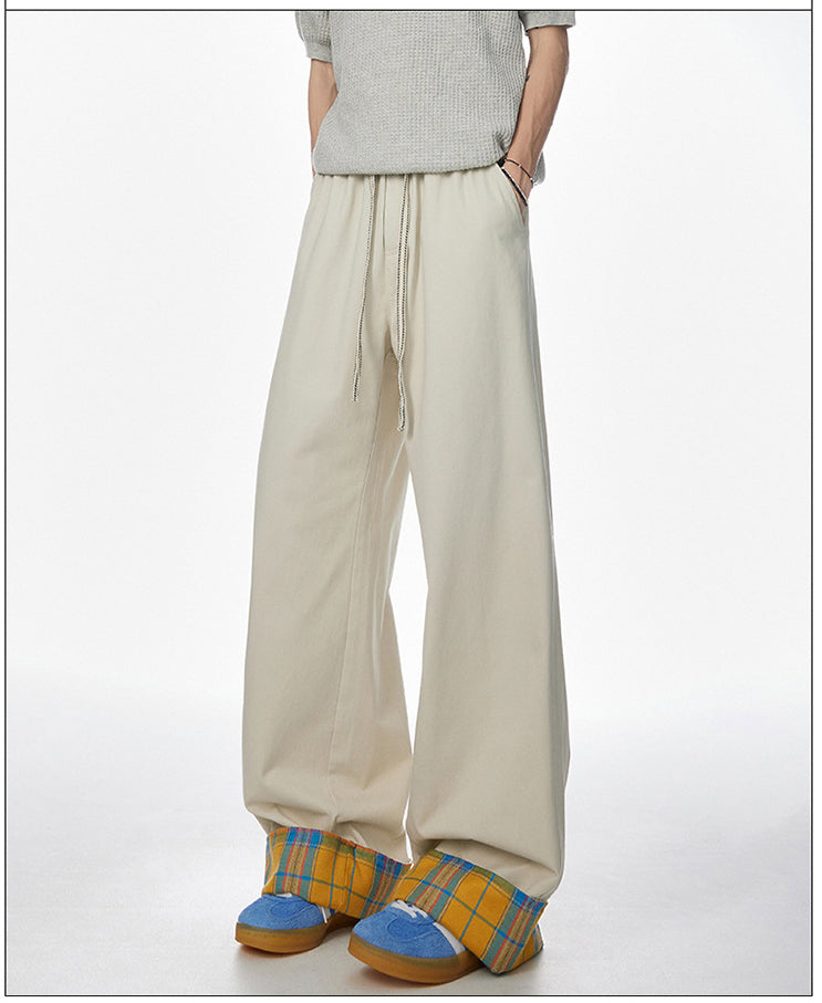 Vintage embroidered rolled edge plaid casual pants for men, pure cotton brand American cool breathable pants, summer casual wear, street trend suitable for teenagers.