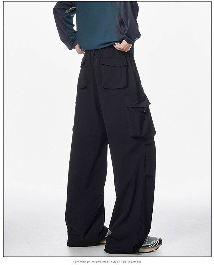Cool Ice Silk Thin Casual Long Pants for Men Summer Wide Leg Pants, Four Seasons Lightweight Fabric, Casual, Street Fashion, Suitable for Youth