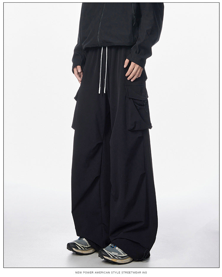 Cool Ice Silk Thin Casual Long Pants for Men Summer Wide Leg Pants, Four Seasons Lightweight Fabric, Casual, Street Fashion, Suitable for Youth