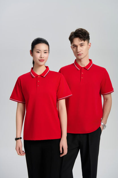 Colorblock Polo Shirt, Wine Red Men's Short Sleeve Summer 2025 New Fashion Top Half Sleeve