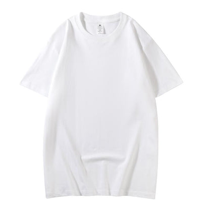 Round Neck230 grams, 20 pieces, pure cotton spun white crew neck short sleeve t-shirt, men's summer American student couple style half sleeve