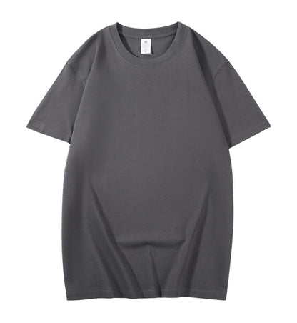 Round Neck230 grams, 20 pieces, pure cotton spun white crew neck short sleeve t-shirt, men's summer American student couple style half sleeve