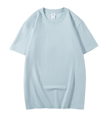 Round Neck230 grams, 20 pieces, pure cotton spun white crew neck short sleeve t-shirt, men's summer American student couple style half sleeve
