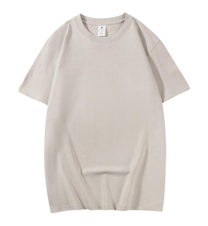Round Neck230 grams, 20 pieces, pure cotton spun white crew neck short sleeve t-shirt, men's summer American student couple style half sleeve