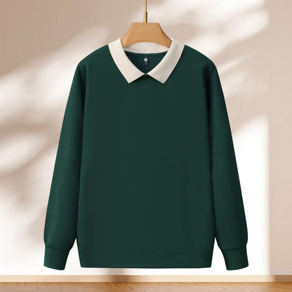 Crew Neck Sweatshirt 350g Heavyweight Korean Cotton Thin Striped Colorblock 2025 Men's and's Fashion Trend