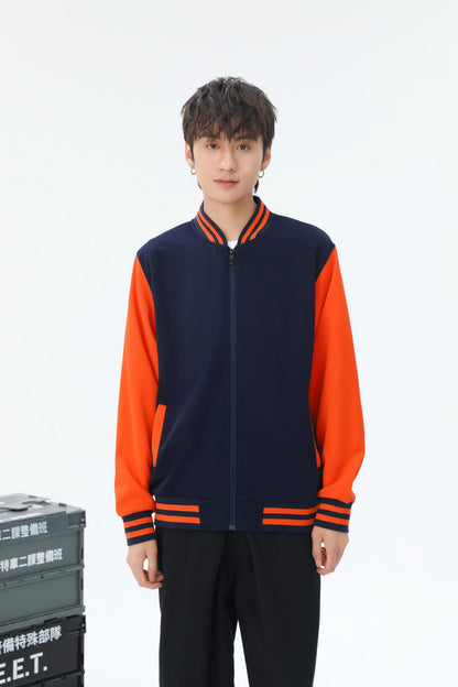 Spring Autumn Plus Size Zipper Baseball Jacket 310g Street Fashion Casual Health Fabric (Thin Style) Hot Baseball Jacket