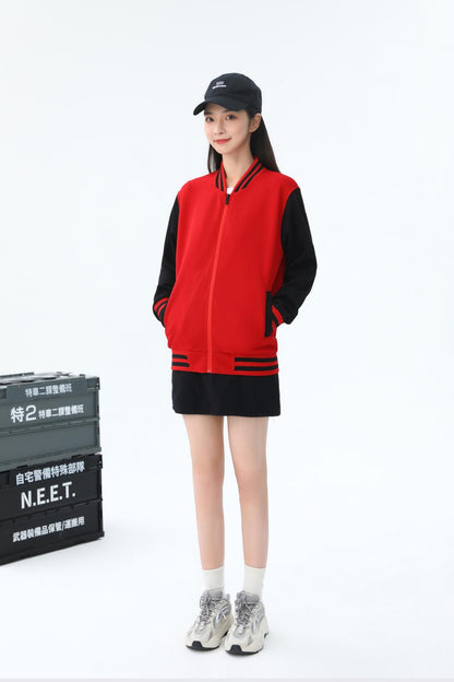 Spring Autumn Plus Size Zipper Baseball Jacket 310g Street Fashion Casual Health Fabric (Thin Style) Hot Baseball Jacket