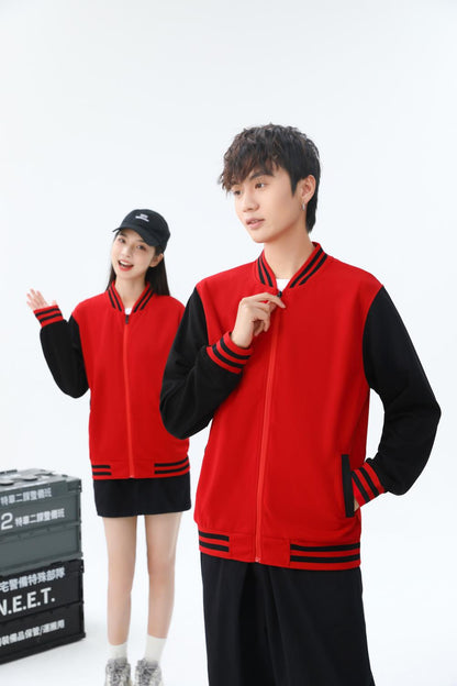 Spring Autumn Plus Size Zipper Baseball Jacket 310g Street Fashion Casual Health Fabric (Thin Style) Hot Baseball Jacket