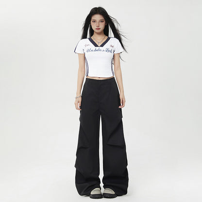 Retro American wide-leg workwear paratrooper pants sun-proof trousers summer loose casual straight-leg sports floor-length trousers