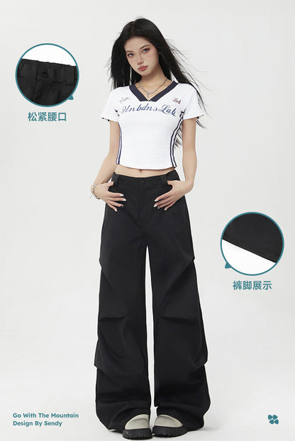Retro American wide-leg workwear paratrooper pants sun-proof trousers summer loose casual straight-leg sports floor-length trousers