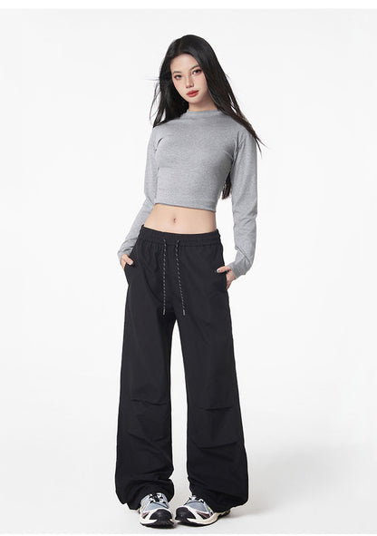 American style crumple cargo pants for summer blanket season, men's loose straight-leg casual quick-drying paratrooper workwear pants, outdooreering trousers for women