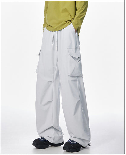 Cool Ice Silk Thin Casual Long Pants for Men Summer Wide Leg Pants, Four Seasons Lightweight Fabric, Casual, Street Fashion, Suitable for Youth