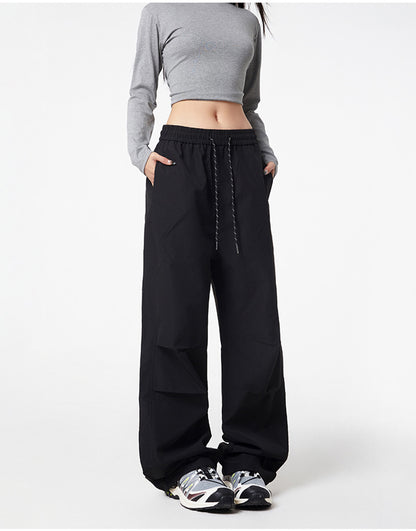 American style crumple cargo pants for summer blanket season, men's loose straight-leg casual quick-drying paratrooper workwear pants, outdooreering trousers for women